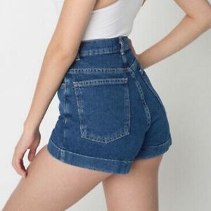 American Apparel High Waist Cuffed Denim Shorts Size 25
